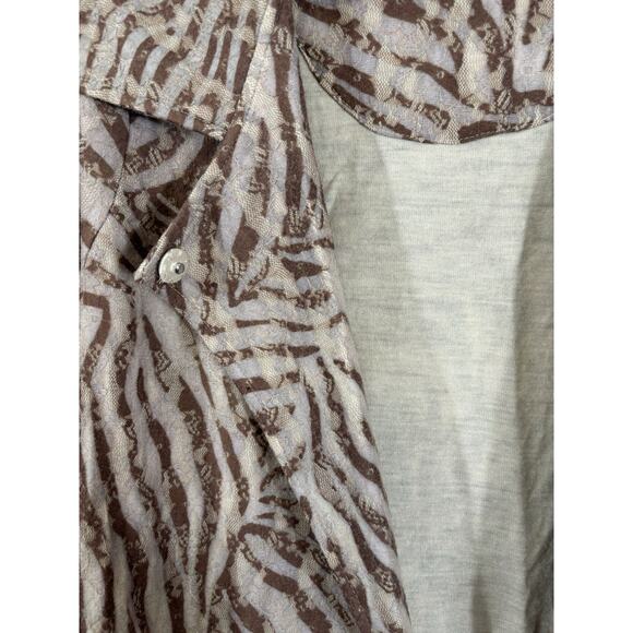 Chico's Moto Jacket Size L Brown Knit Animal Print 3/4 Sleeve Acrylic - Picture 3 of 12